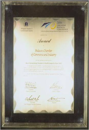 Most Outstanding Chamber in North Luzon Year 2000